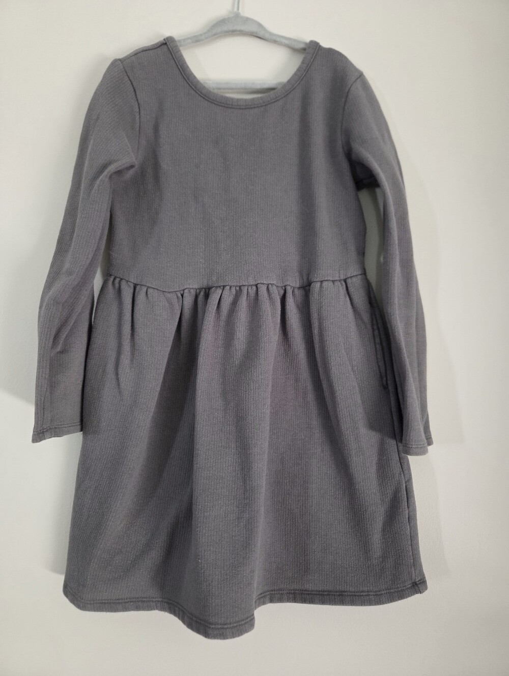Cat & Jack Long Sleeve Grey Ribbed Dress